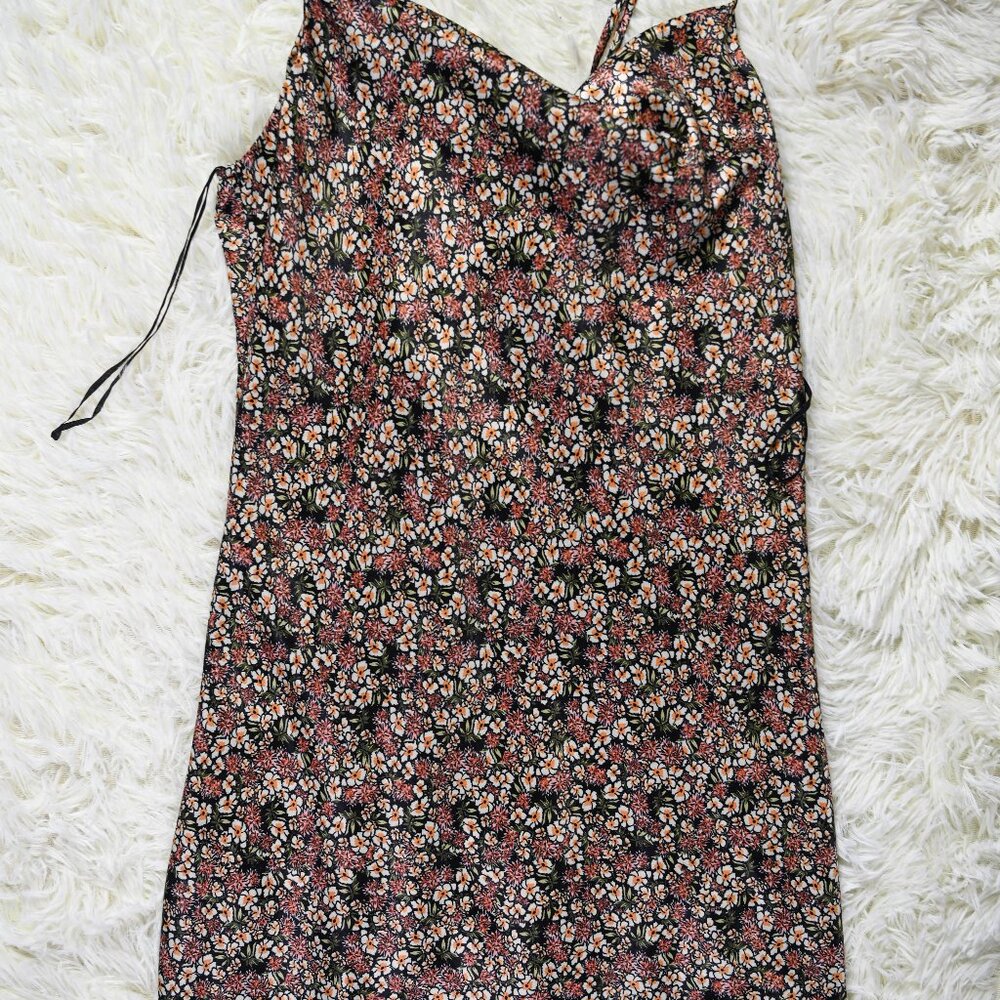 Black floral mini dress